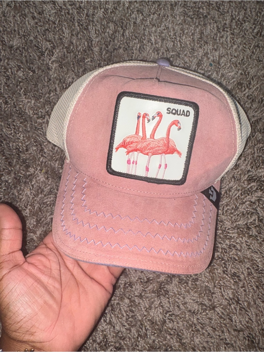 Kids Pink Flamingo Patch Trucker Hat